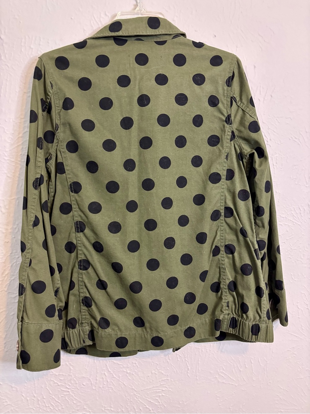 Who What Wear Olive Green Jacket with Black Polka Dots - Picture 2 of 6